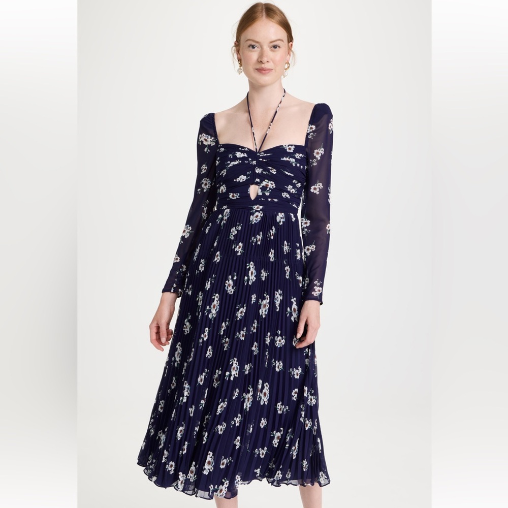 NWT Self Portrait Pansy chiffon cutout midi dress